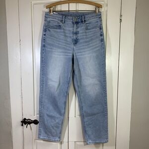 American Eagle Mom Straight Jeans Womens 10 DIY Floral Embroidery Basic Normcore